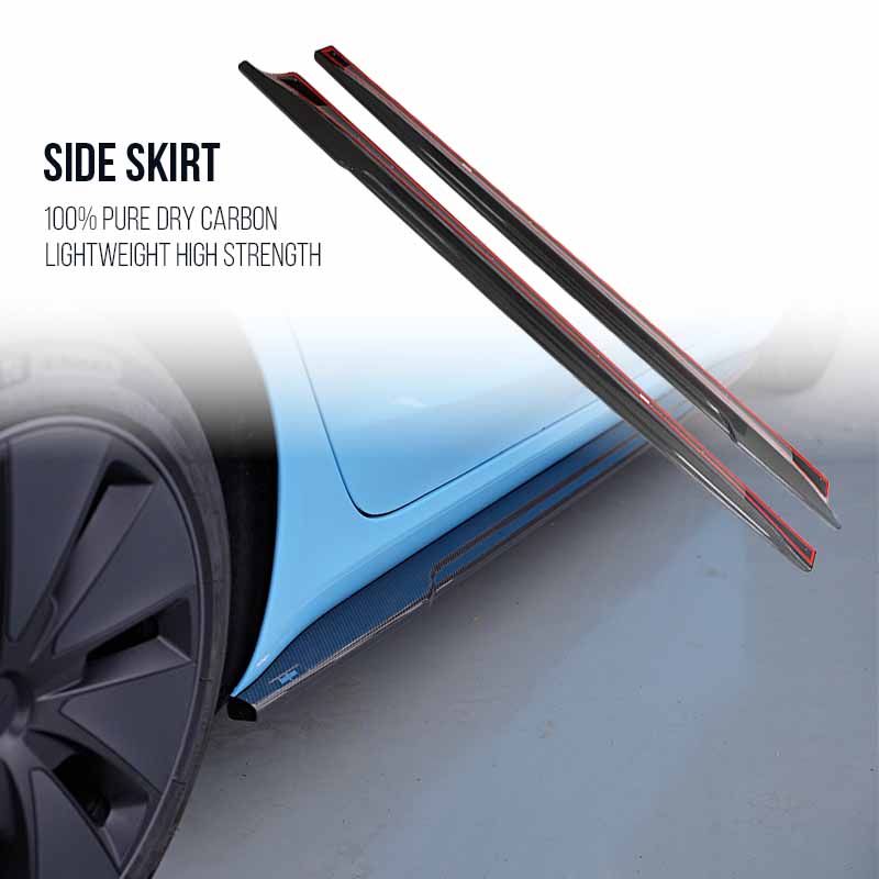 For Tesla 3 Body Kit Carbon Fiber Front Rear Lip Side Shirts - Image 2