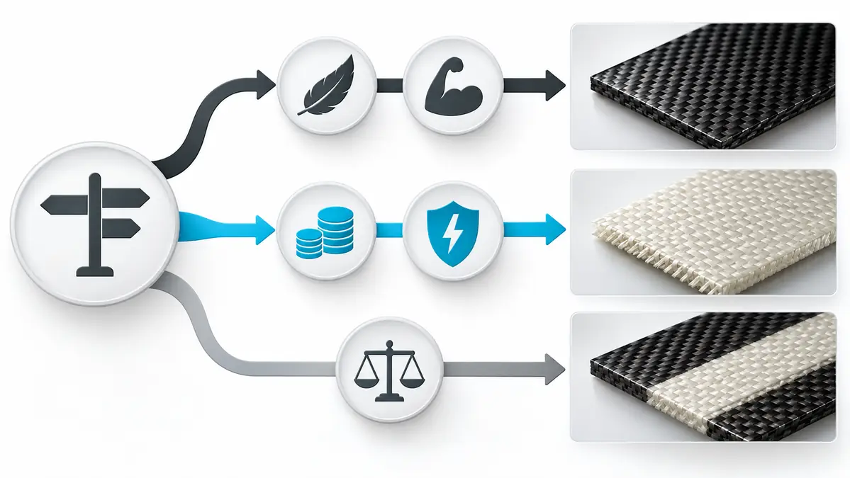 Decision guide for choosing carbon fiber fiberglass or hybrid composites